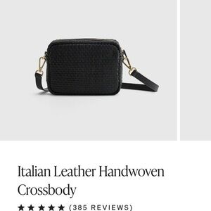 QUINCE Italian leather woven crossbody purse black